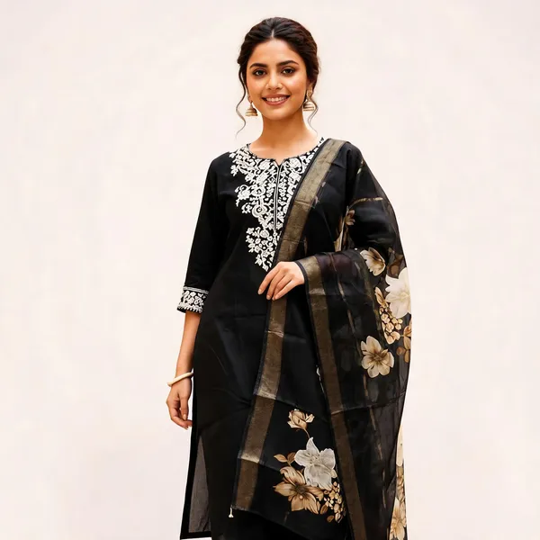 Black_Roman_Silk_Straight_Embroidered_Kurta_Palazzo_Set_For_Women
