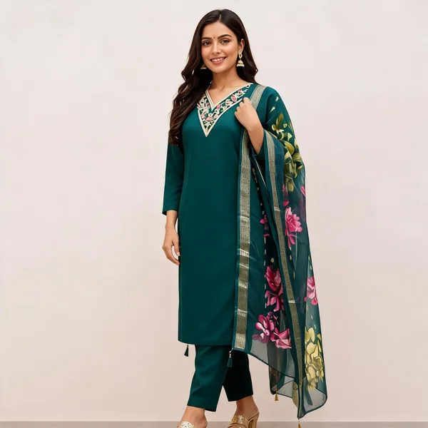 Teal_Roman_Silk_Straight_Embroidered_3_Piece_Suit_For_Women