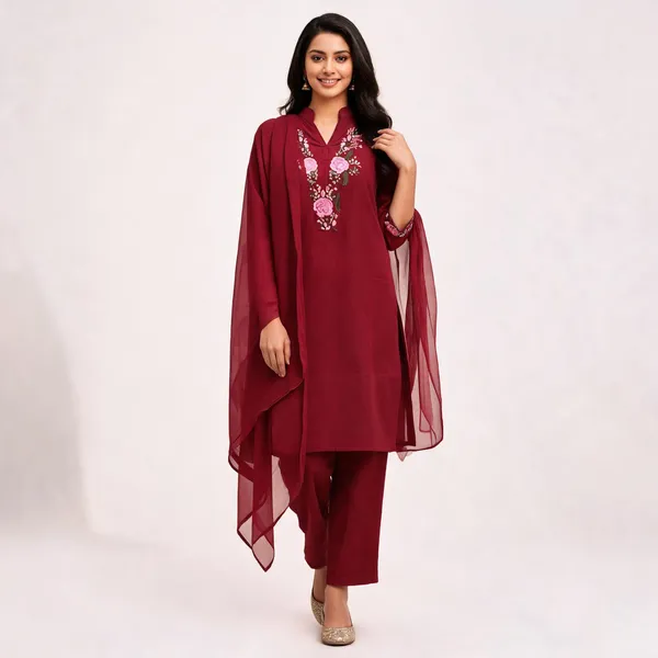 Maroon_Rayon_Straight_Embroidered_3-Piece_Kurta_Set_For_Women