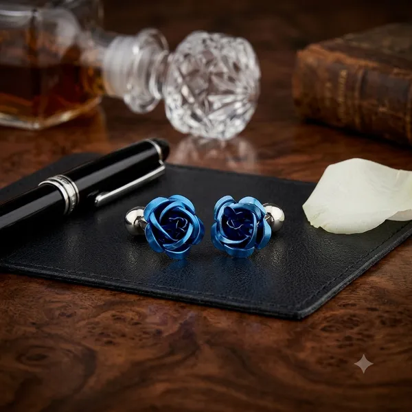 Silver_Blue_Metal_Premium_Cufflinks_For_Men