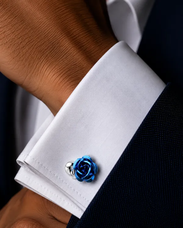 Silver_Blue_Metal_Premium_Cufflinks_For_Men