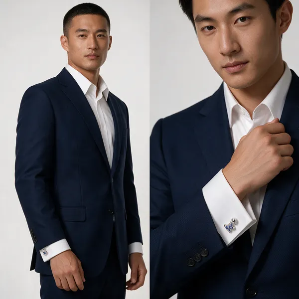 Silver_And_Blue_Metal_Premium_Cufflinks_For_Men