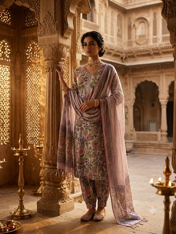 Blue_Pure_Cotton_Kurta,_Pathani_&_Dupatta_For_Women
