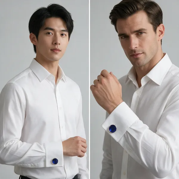 Silver_And_Blue_Stainless_Steel_Premium_Cufflinks_For_Men