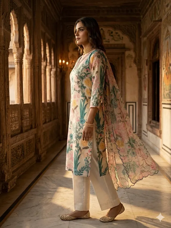 White_Cotton_Premium_Kurta_With_Dupatta_For_Women