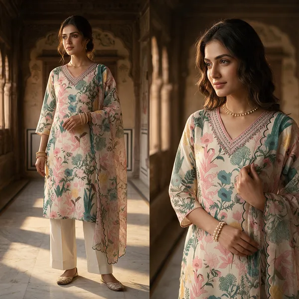 White_Cotton_Premium_Kurta_With_Dupatta_For_Women