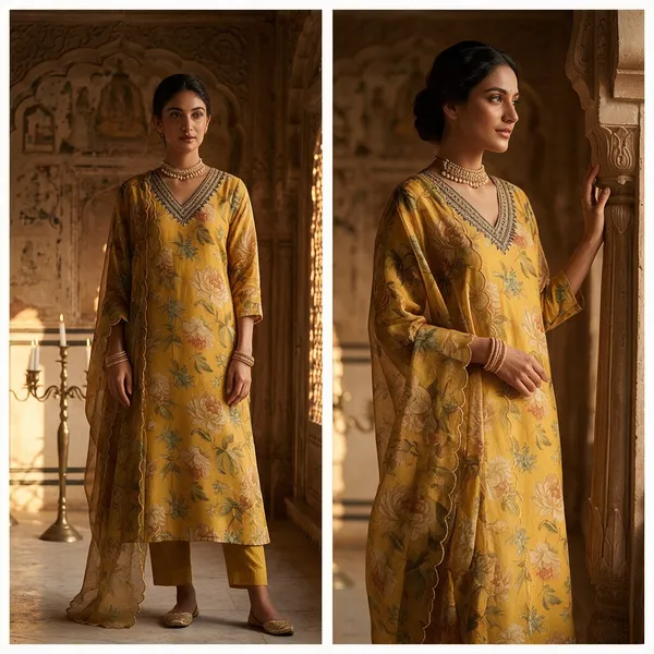 Yellow_Cotton_Premium_Kurta_With_Dupatta_For_Women