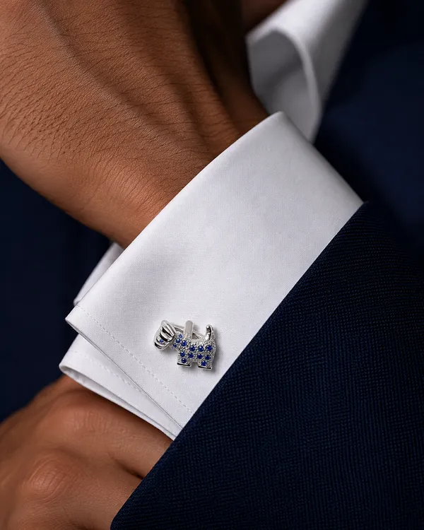 Silver_And_Blue_Metal_Premium_Cufflinks_For_Men
