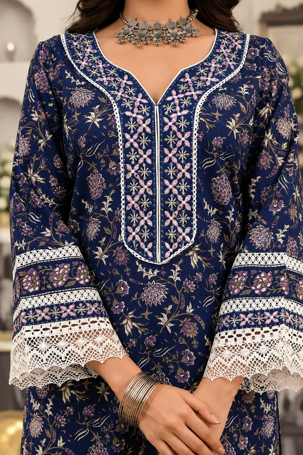 Blue_Cotton_Premium_Kurta,_Pathani_Pants_With_Dupatta_For_Women