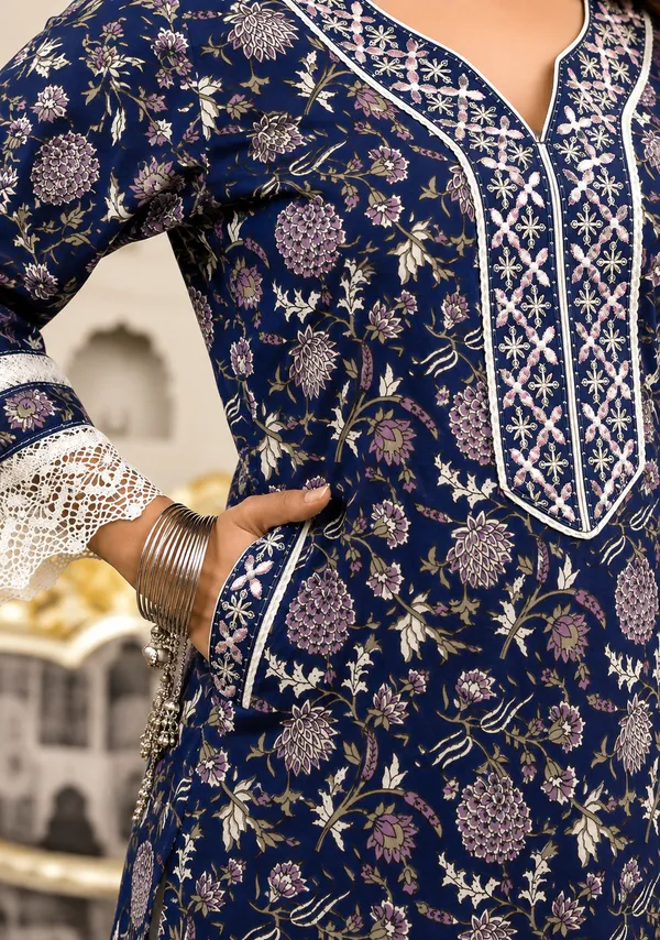 Blue_Cotton_Premium_Kurta,_Pathani_Pants_With_Dupatta_For_Women