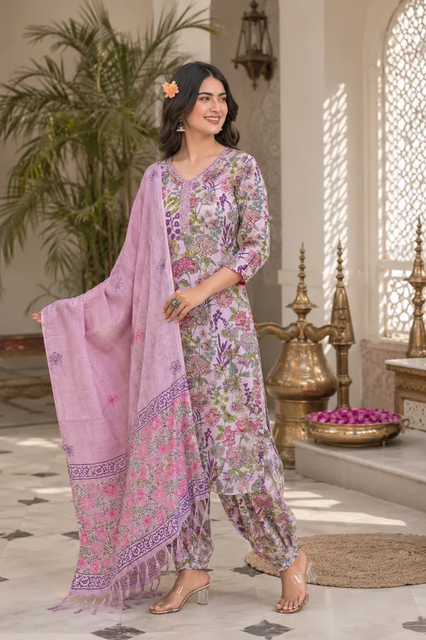 Blue_Pure_Cotton_Kurta,_Pathani_&_Dupatta_For_Women