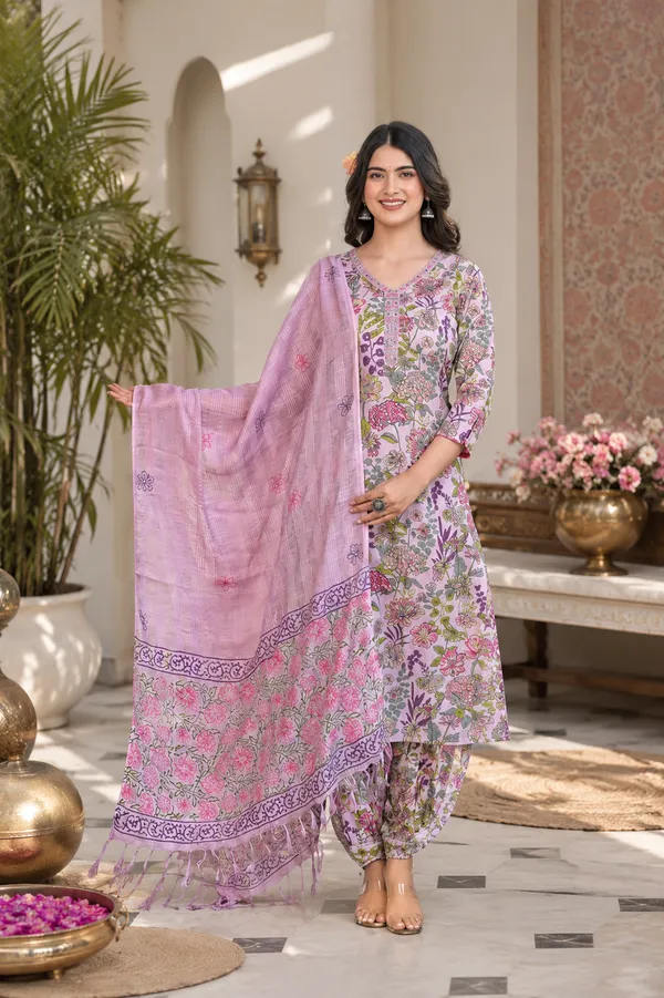 Blue_Pure_Cotton_Kurta,_Pathani_&_Dupatta_For_Women
