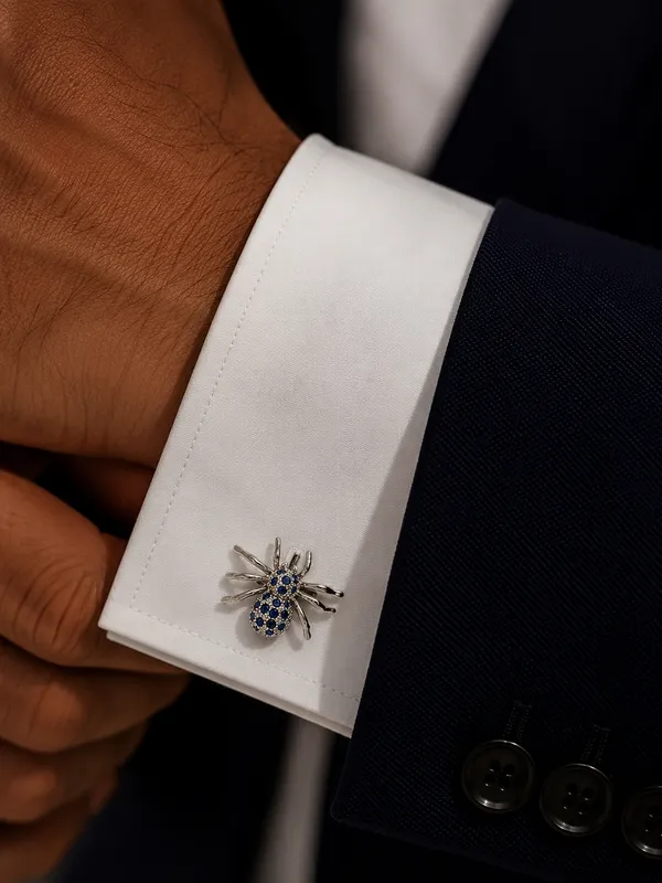 Silver_And_Black_Metal_Premium_Cufflinks_For_Men