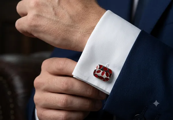 Silver_Maroon_Metal_Premium_Cufflinks_For_Men