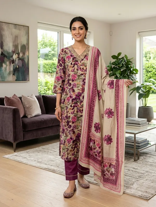 Beige_Cotton_Premium_Kurta_Set_For_Women