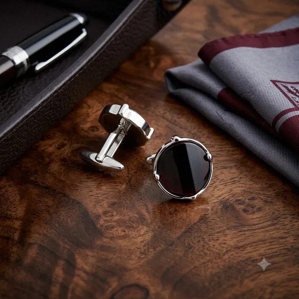 Silver_And_Black_Stainless_Steel_Premium_Cufflinks_For_Men