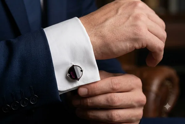 Silver_And_Black_Stainless_Steel_Premium_Cufflinks_For_Men