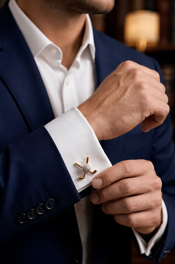 Elegant_Crystal_Golf_Ball_&_Gold_Club_Cufflinks_–_Men’s_Designer_Formal_Wear_Accessories_for_Groomsmen_and_Golfers