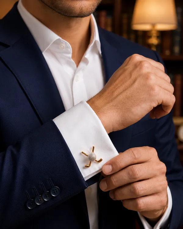 Elegant_Crystal_Golf_Ball_&_Gold_Club_Cufflinks_–_Men’s_Designer_Formal_Wear_Accessories_for_Groomsmen_and_Golfers