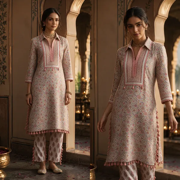 White_Cotton_Premium_Kurta_With_Pant_For_Women