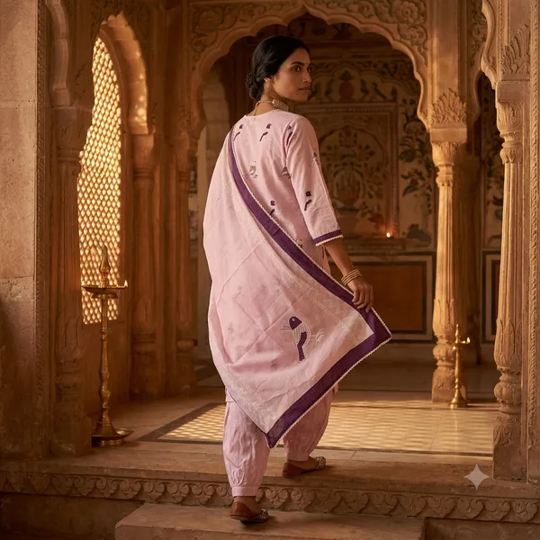 Pink_Cotton_Premium_Kurta_With_Dupatta_For_Women
