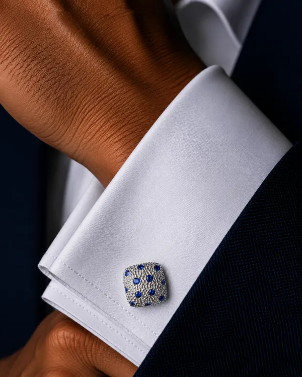 Silver_And_Blue_Metal_Premium_Cufflinks_For_Men