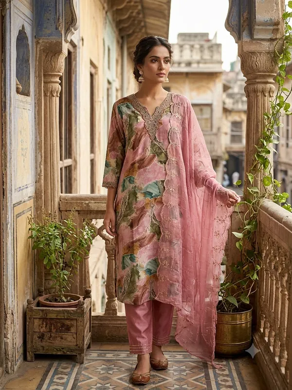 Multicolor_Cotton_Premium_Kurta_With_Dupatta_For_Women