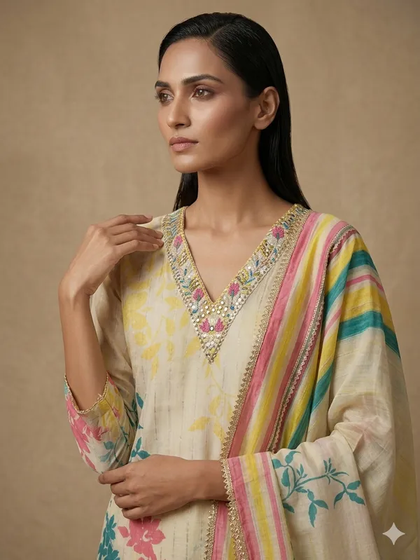 Yellow_Cotton_Premium_Kurta_With_Pants_For_Women