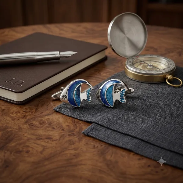 Silver_Blue_Metal_Premium_Cufflinks_For_Men
