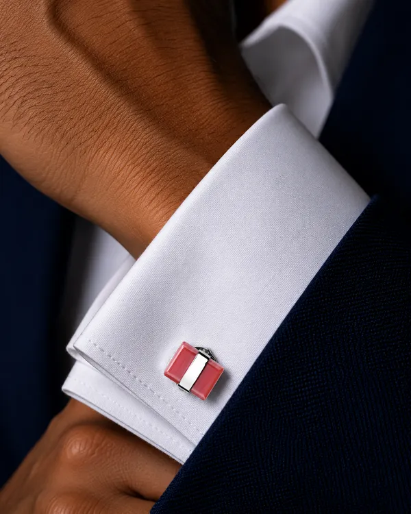 Silver_And_Red_Metal_Premium_Cufflinks_For_Men