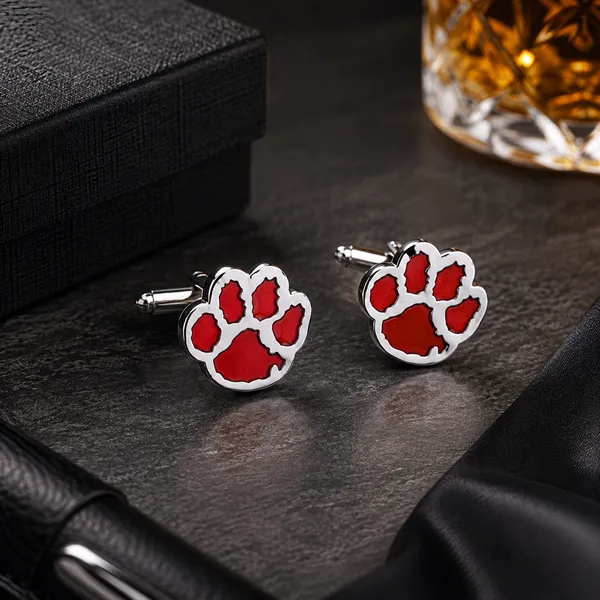 Silver_Maroon_Metal_Premium_Cufflinks_For_Men