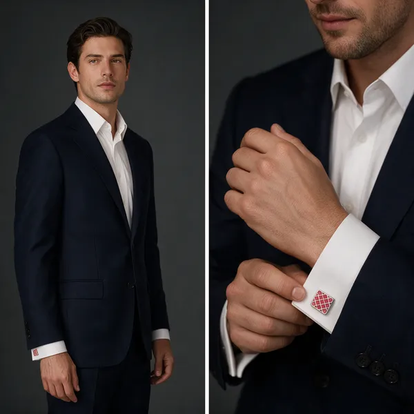 Maroon_Silver_Metal_Premium_Cufflinks_For_Men