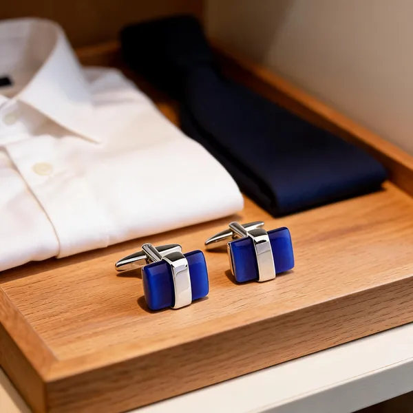 Blue_And_Silver_Metal_Premium_Cufflinks_For_Men