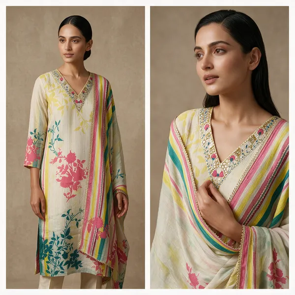 Yellow_Cotton_Premium_Kurta_With_Pants_For_Women