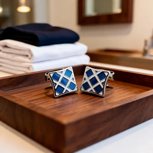 Silver_And_Blue_Metal_Premium_Cufflinks_For_Men