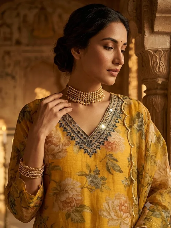 Yellow_Cotton_Premium_Kurta_With_Dupatta_For_Women