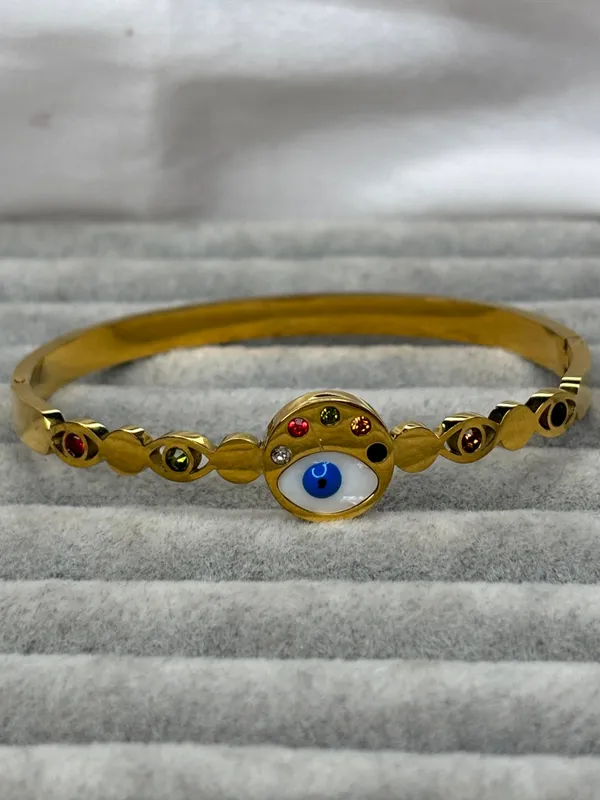 Gold_&_Green_Stainless_Steel_Bangle_Bracelet_For_Women