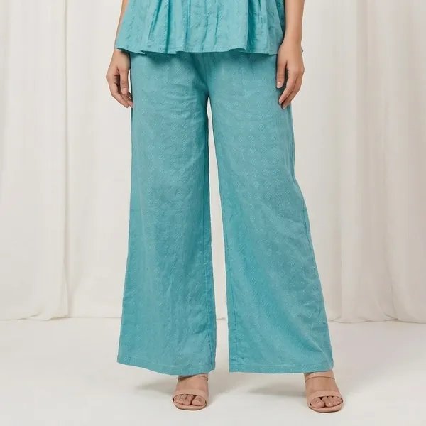 Blue_Cotton_Sleeveless_Printed_Kurta_Pant_Set_For_Women