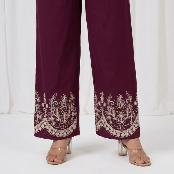 Maroon_Cotton_Relaxed_Fit_Embroidered_Sharara_Set_For_Women