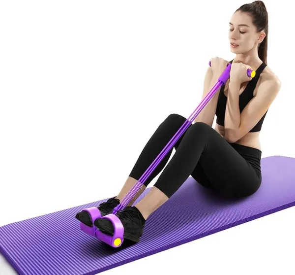 Purple_Latex_4-Tube_Pedal_Resistance_Band_With_Foam_Handle