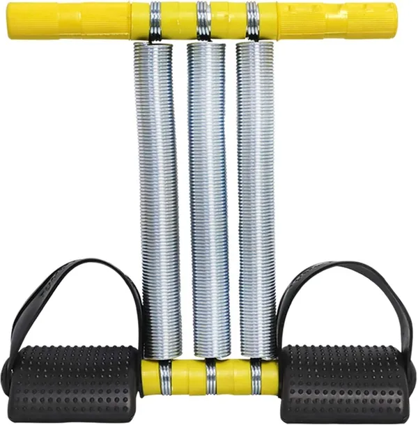 Yellow_Triple_Steel_Spring_Tummy_Trimmer_With_Foot_Pedals