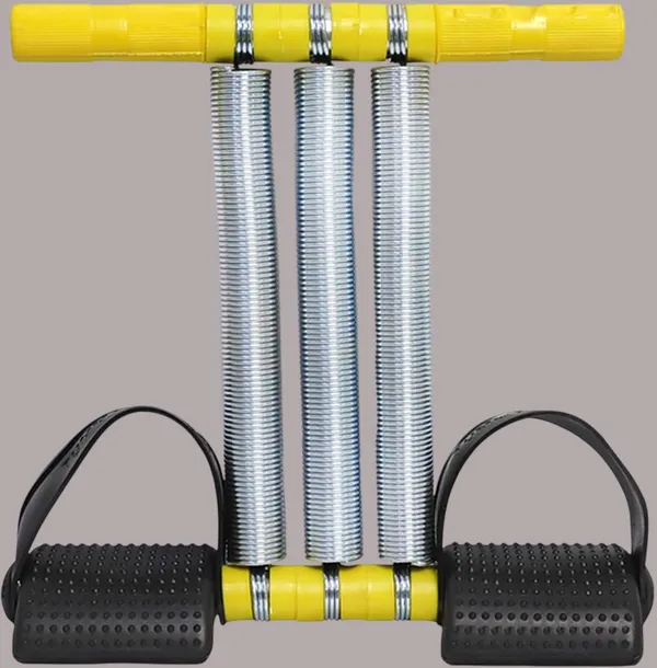 Yellow_Triple_Steel_Spring_Tummy_Trimmer_With_Foot_Pedals