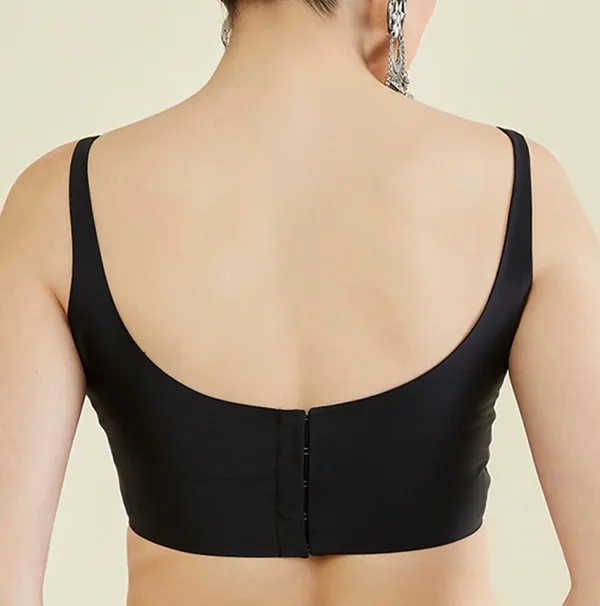 Black_Silk_Sleeveless_Cropped_Blouse_For_Women