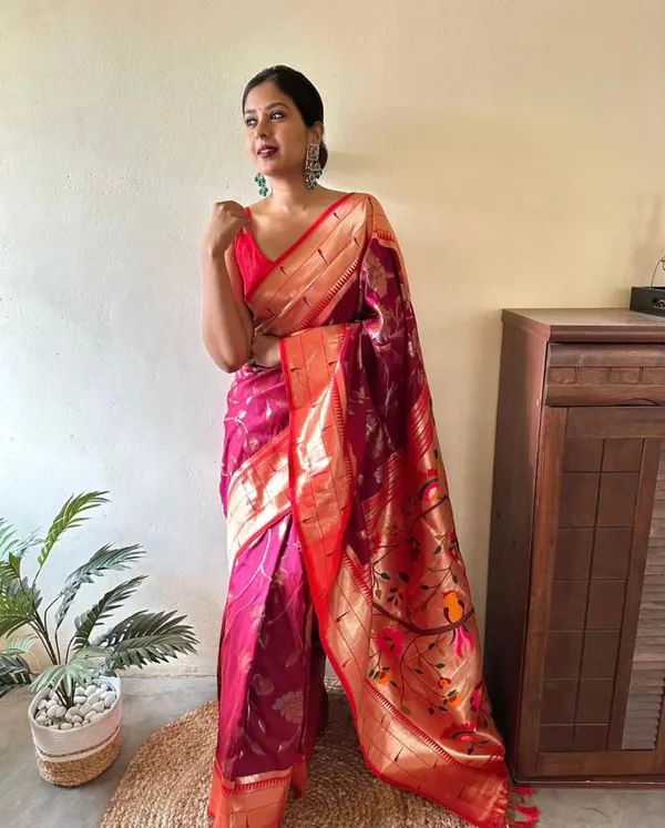 Pink_Silk_Brocade_Zari_Banarasi_Saree_For_Women