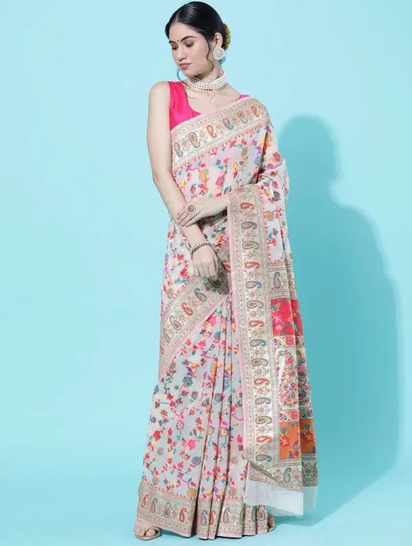 White_Premium_Silk_Saree_For_Women