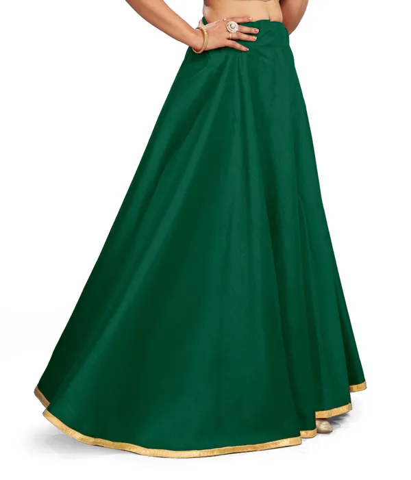 Green_Polyester_Solid_Full_Flare_Double_Ghera_Lehenga_Skirt_For_Women