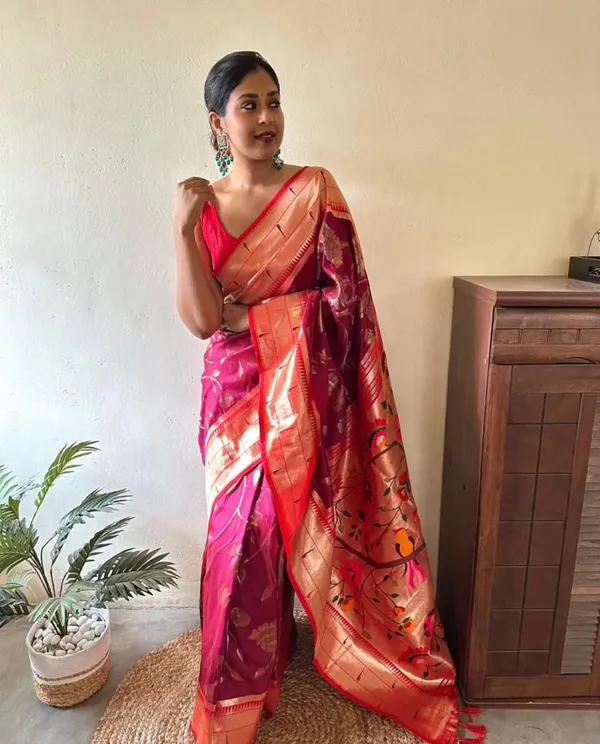 Pink_Silk_Brocade_Zari_Banarasi_Saree_For_Women