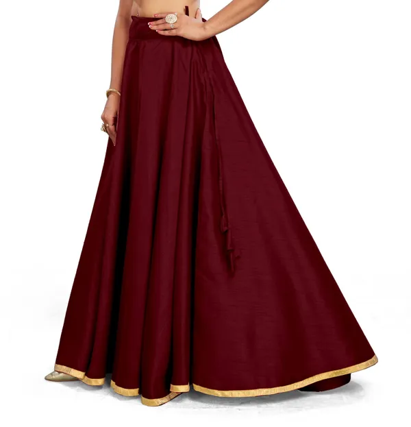 Maroon_Polyester_Solid_Lehenga_Skirt_For_Women