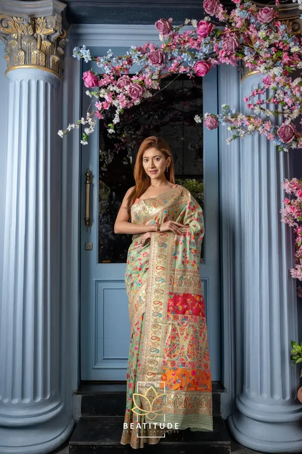 Mint_Green_Silk_Floral_Jacquard_Handloom_Saree_For_Women