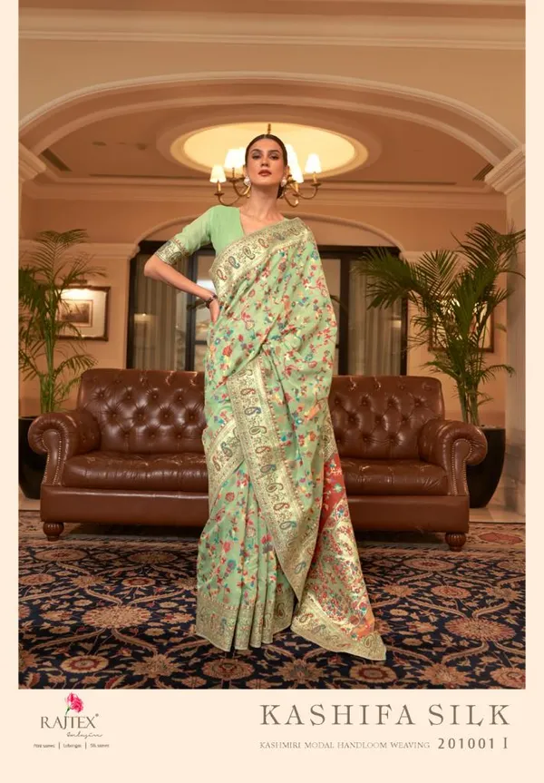 Mint_Green_Silk_Floral_Jacquard_Handloom_Saree_For_Women